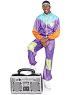 80-tals skidoverall för män, jumpsuit-dräkt med dragkedja på framsidan, färgglad design